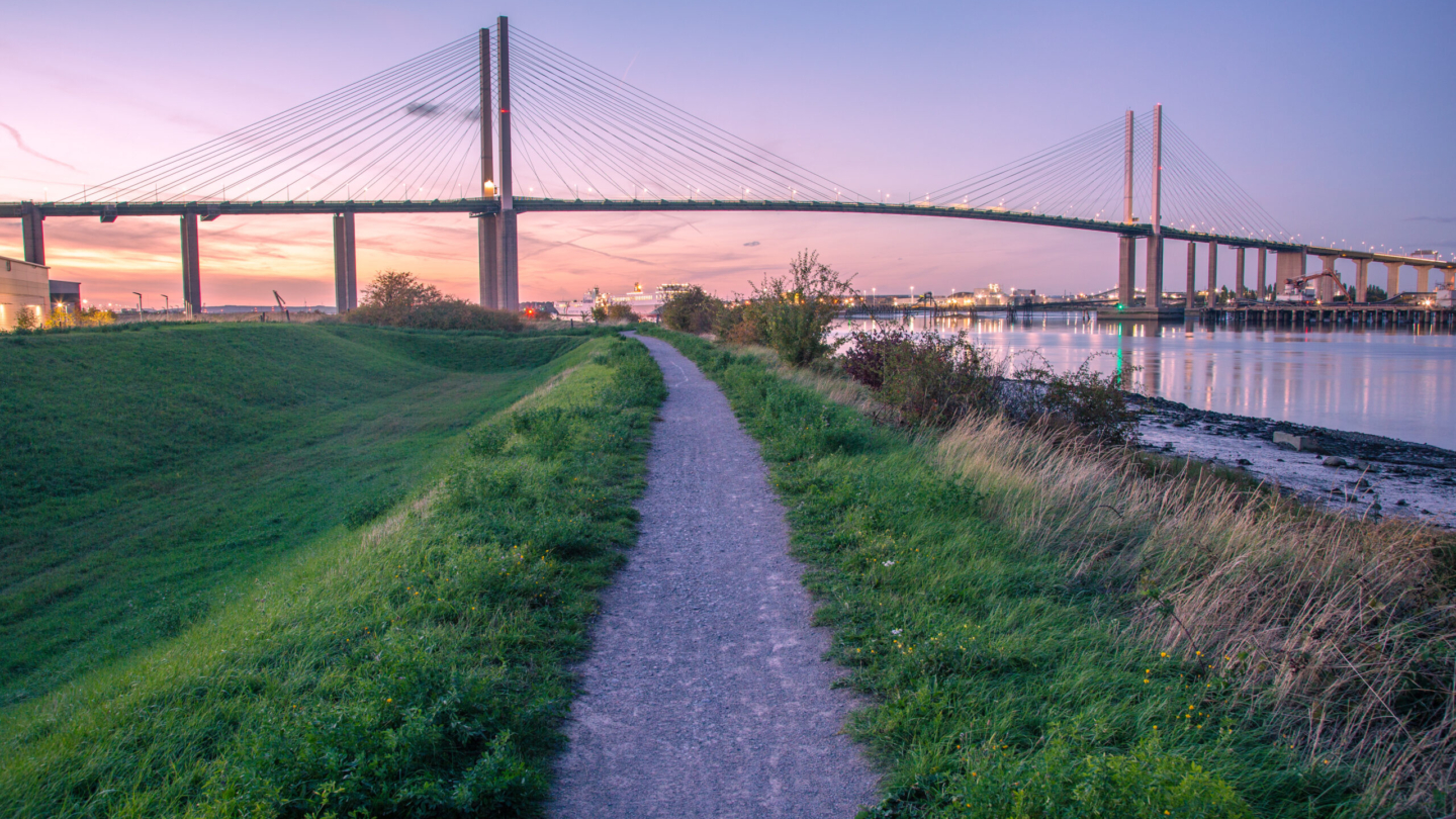 Path leading to Queen Elizabeth II (QE2) Bridge, Greenhithe, Dartford.